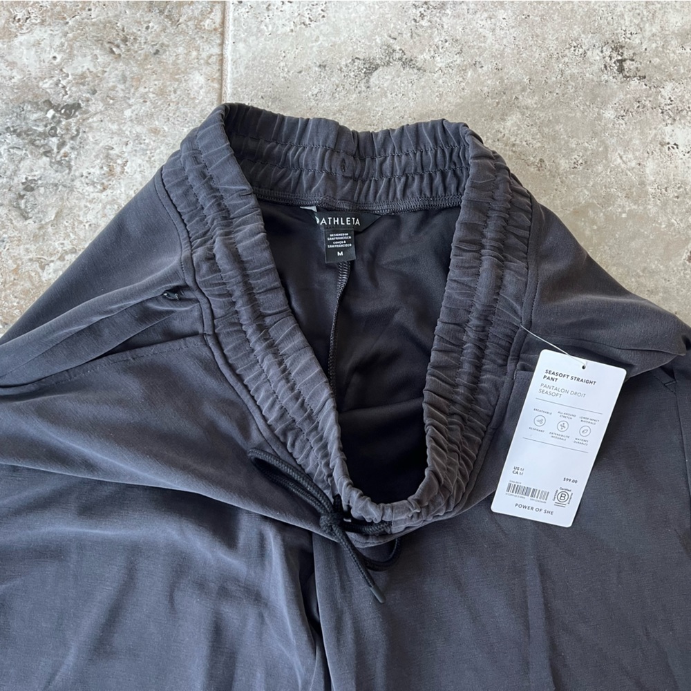 Athleta NWT Seasoft Mid Rise Straight Slightly Flared Lounge Pant, Black, M - Picture 8 of 15